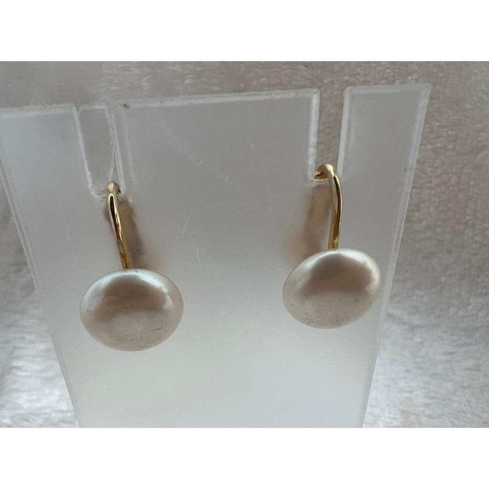 Vintage Earrings Marvella Faux Pearl Screwback Gold‎ Tone Large Classic Round